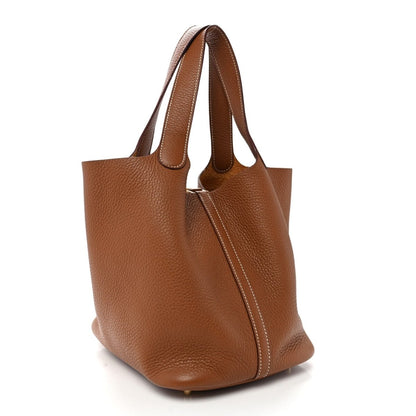 Picotin Lock 22 MM Taurillon Clemence Leather Tote Gold - NEESTRA