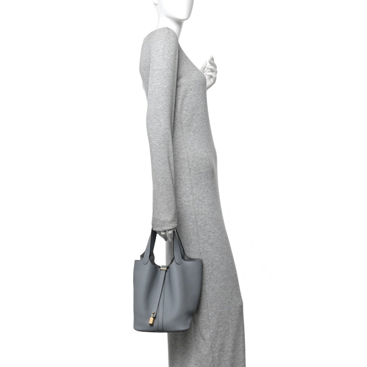 Picotin Lock 22 MM Tote Bag Clemence Calfskin Leather Gris Pantin - NEESTRA