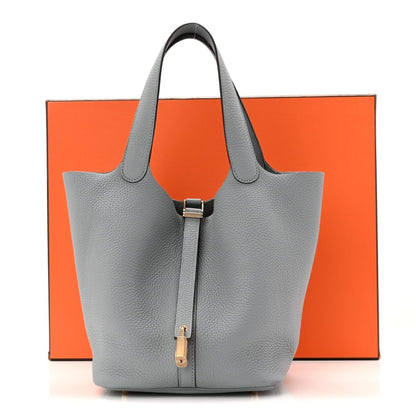 Picotin Lock 22 MM Tote Bag Clemence Calfskin Leather Gris Pantin - NEESTRA