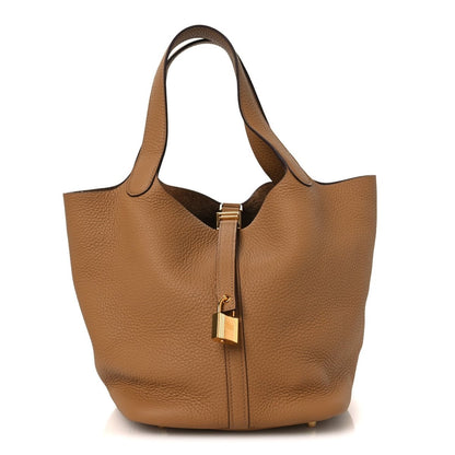 Picotin Lock 22 MM Tote Bag Taurillon Clemence Leather Biscuit - NEESTRA