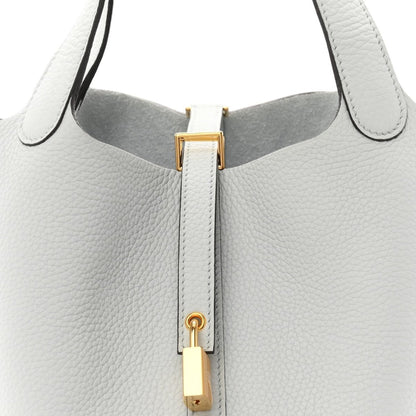 Picotin Lock Bucket Tote Taurillon Clemence Leather 22cm Pale Blue - NEESTRA