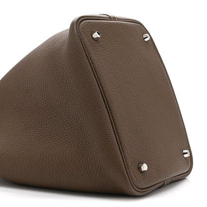Picotin Lock Tote Bag Taurillon Clemence Leather 22cm Etoupe - NEESTRA