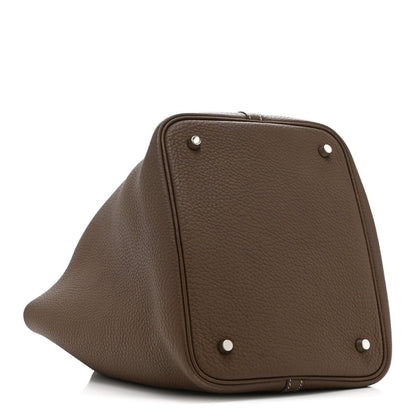 Picotin Lock Tote Bag Taurillon Clemence Leather 22cm Etoupe - NEESTRA