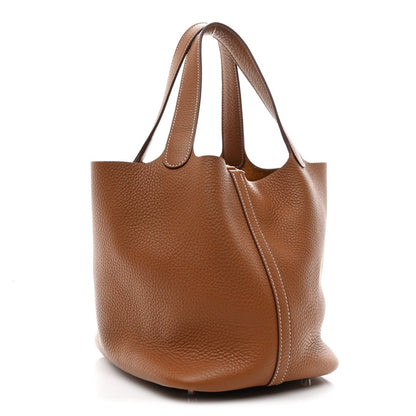 Picotin Lock Tote Bag Taurillon Clemence Leather 22cm Gold - NEESTRA