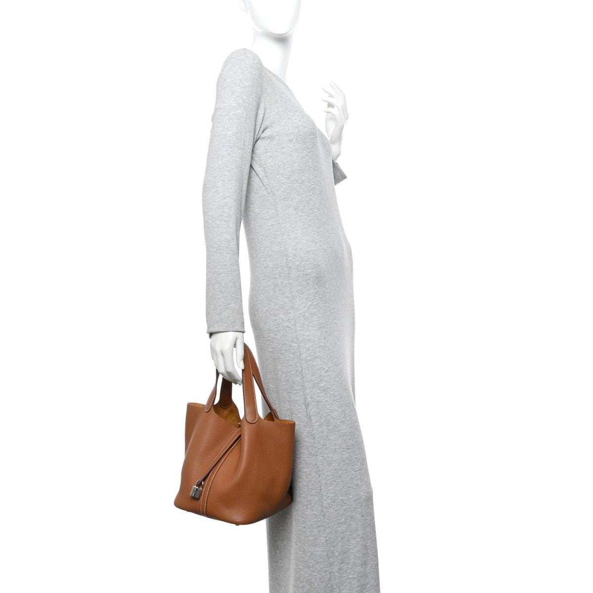 Picotin Lock Tote Bag Taurillon Clemence Leather 22cm Gold - NEESTRA