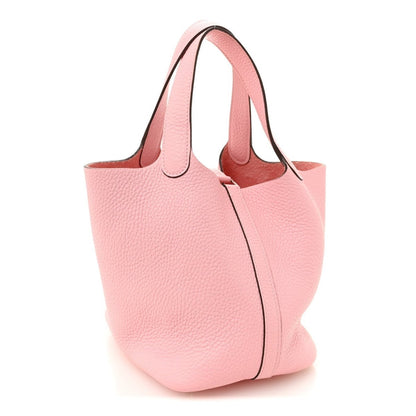 Taurillon Clemence Picotin Lock 18 PM Bucket Bag in Rose Sakura - NEESTRA