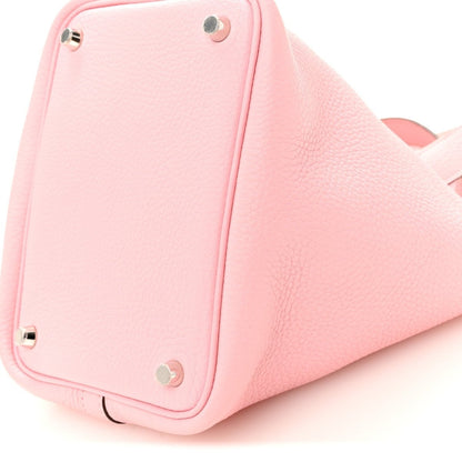 Taurillon Clemence Picotin Lock 18 PM Bucket Bag in Rose Sakura - NEESTRA