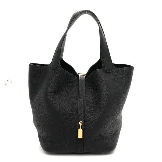 Taurillon Clemence Picotin Lock 22 MM Black Tote - NEESTRA