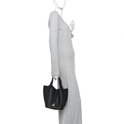 Taurillon Clemence Picotin Lock 22 MM Black Tote - NEESTRA