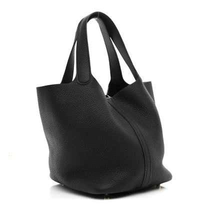 Taurillon Clemence Picotin Lock 22 MM Black Tote - NEESTRA