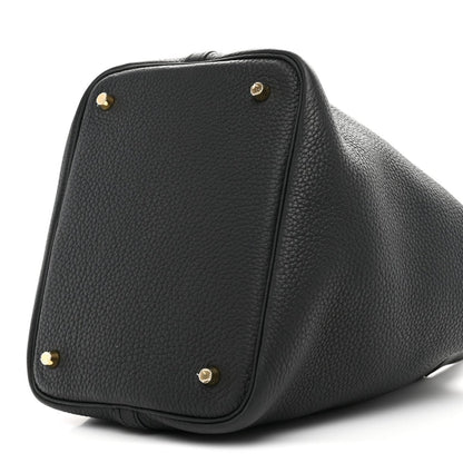 Taurillon Clemence Picotin Lock 22 MM Black Tote - NEESTRA
