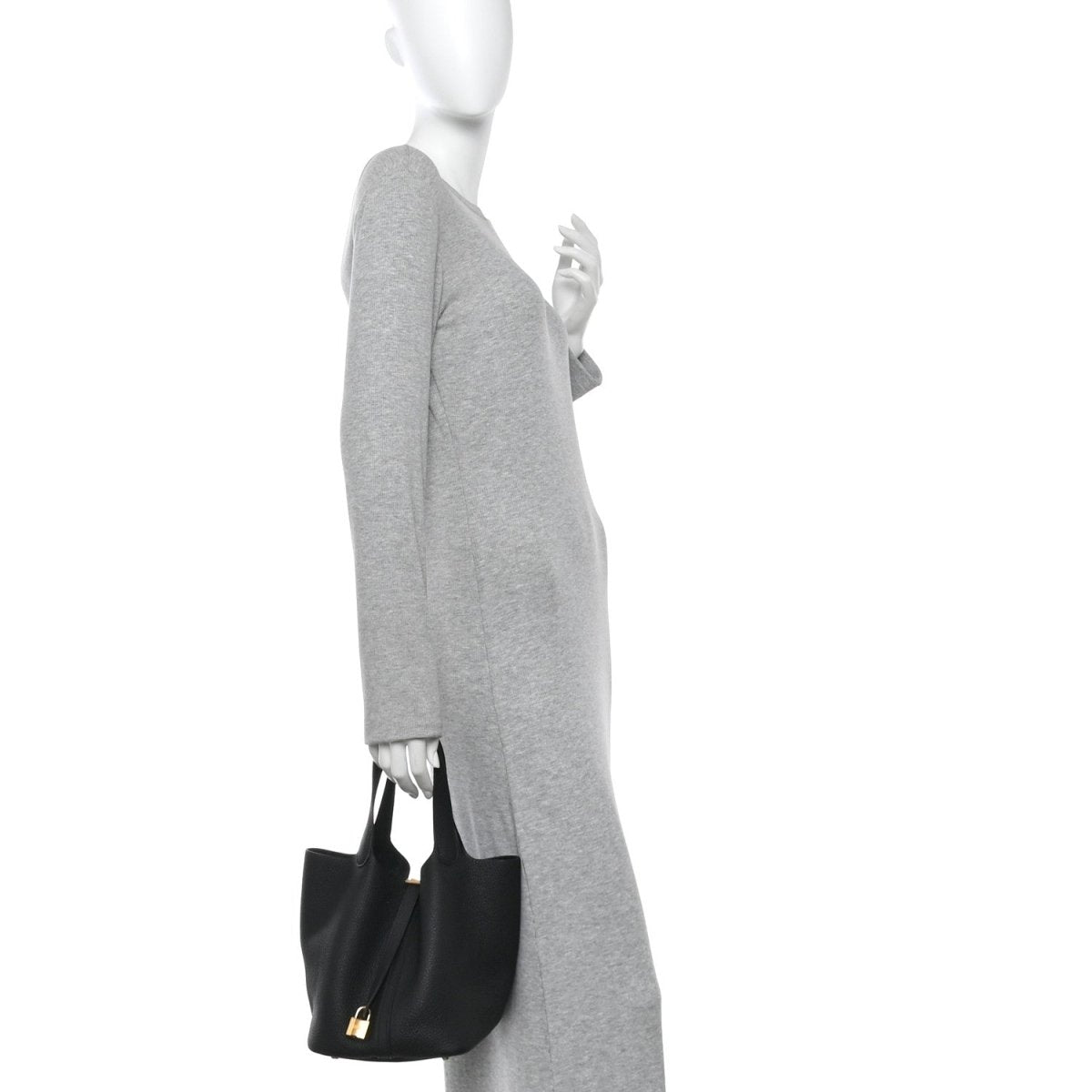 Taurillon Clemence Picotin Lock 22 MM Black Tote - NEESTRA