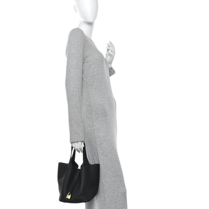 Taurillon Clemence Picotin Lock 22 MM Black Tote - NEESTRA