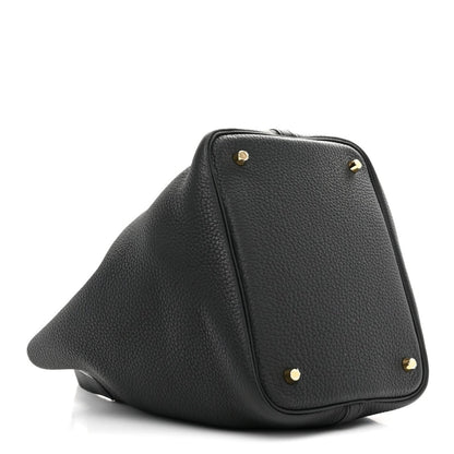 Taurillon Clemence Picotin Lock 22 MM Black Tote - NEESTRA