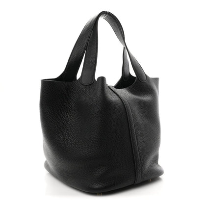 Taurillon Clemence Picotin Lock 22 MM Black Tote - NEESTRA