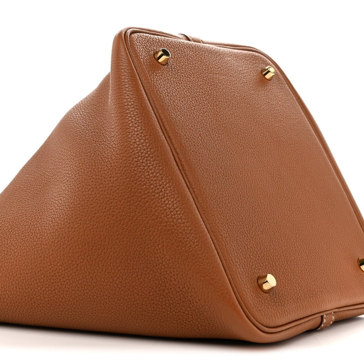 Taurillon Clemence Picotin Lock 22 MM Gold Leather Tote - NEESTRA