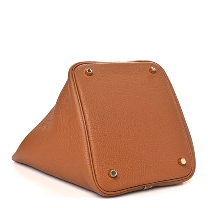 Taurillon Clemence Picotin Lock 22 Mm Gold Tote - NEESTRA
