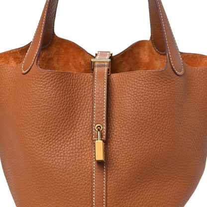 Taurillon Clemence Picotin Lock 22 Mm Gold Tote - NEESTRA