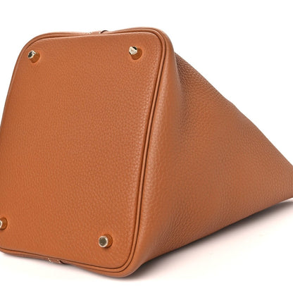 Taurillon Clemence Picotin Lock 22 Mm Gold Tote - NEESTRA