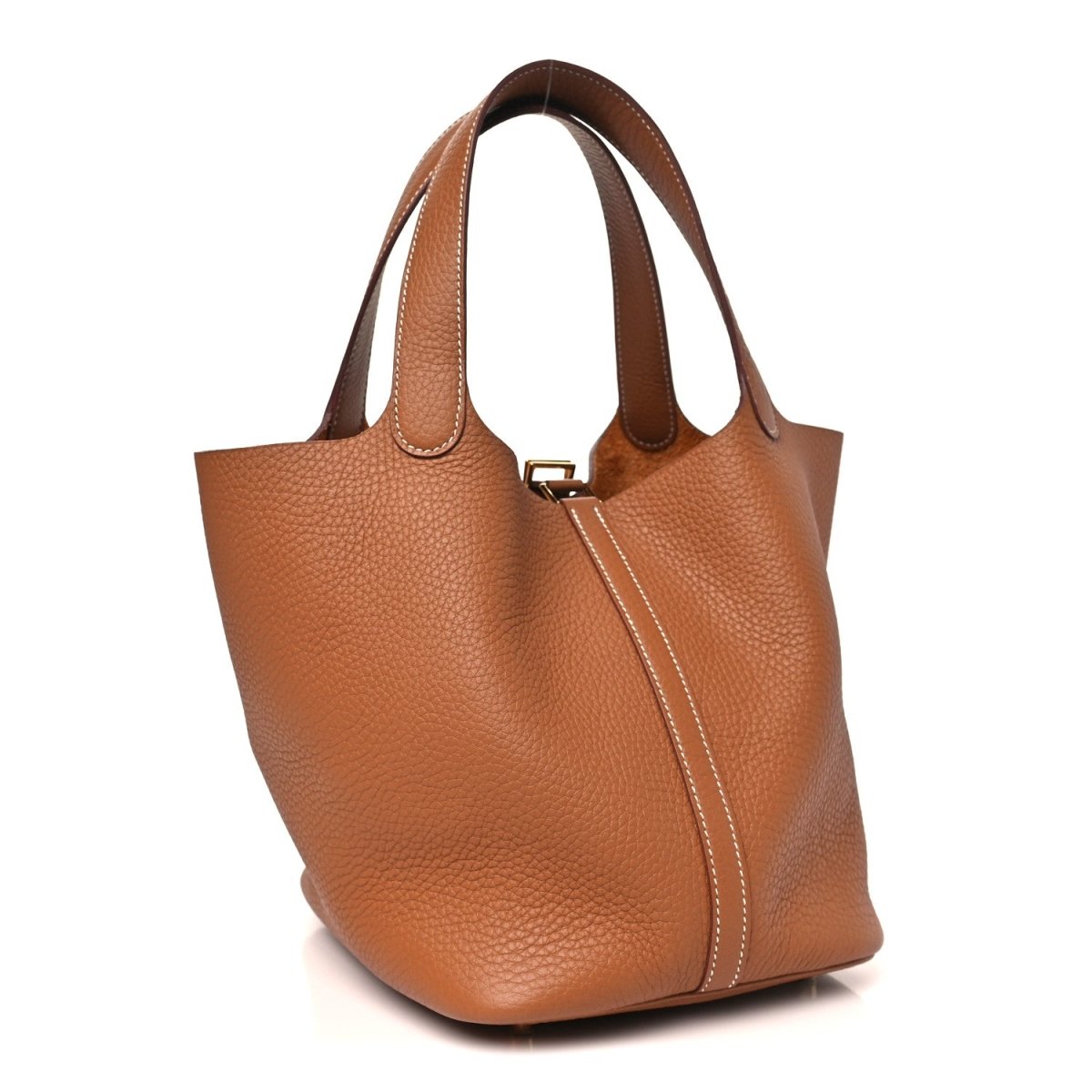 Taurillon Clemence Picotin Lock 22 Mm Gold Tote - NEESTRA