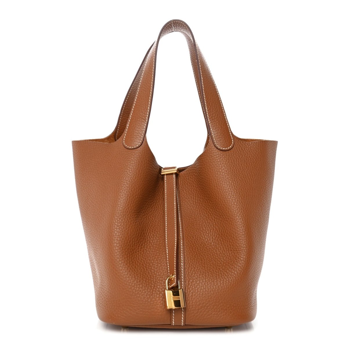 Taurillon Clemence Picotin Lock 22 MM Leather Bucket Bag Gold - NEESTRA