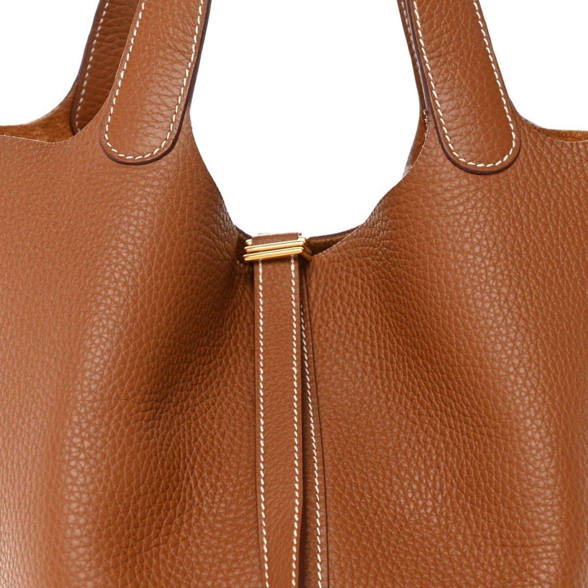 Taurillon Clemence Picotin Lock 22 MM Leather Bucket Bag Gold - NEESTRA