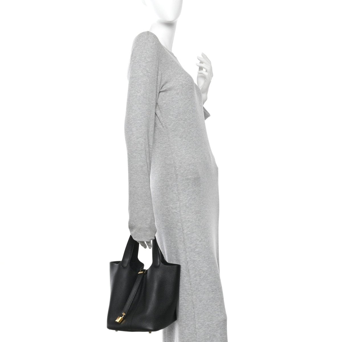 Taurillon Clemence Picotin Lock 22 MM Tote Black - NEESTRA
