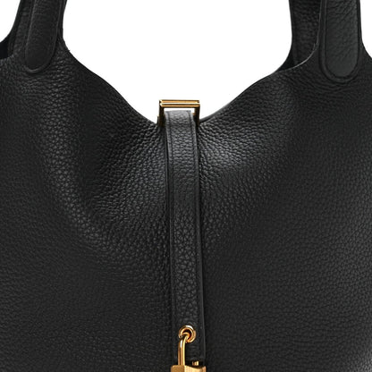Taurillon Clemence Picotin Lock 22 MM Tote Black - NEESTRA
