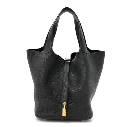 Taurillon Clemence Picotin Lock 22 MM Tote Black - NEESTRA
