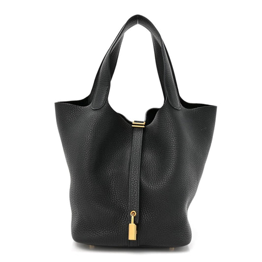 Taurillon Clemence Picotin Lock 22 MM Tote Black - NEESTRA