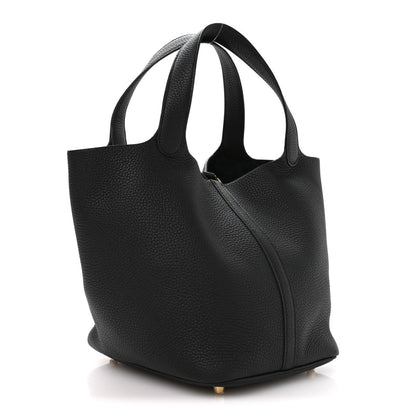 Taurillon Clemence Picotin Lock 22 MM Tote Black - NEESTRA