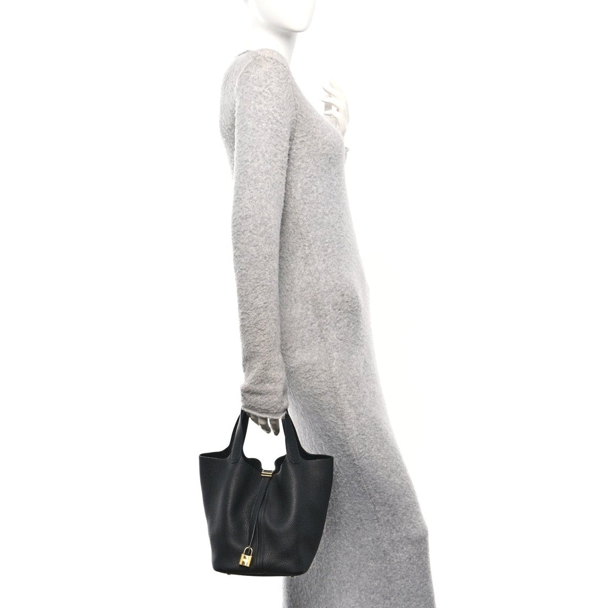 Taurillon Clemence Picotin Lock 22 MM Tote Black - NEESTRA