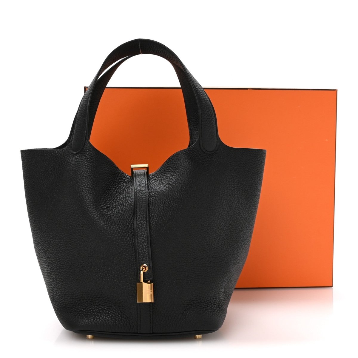 Taurillon Clemence Picotin Lock 22 MM Tote Black - NEESTRA