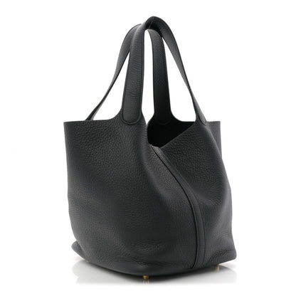 Taurillon Clemence Picotin Lock 22 MM Tote Black - NEESTRA
