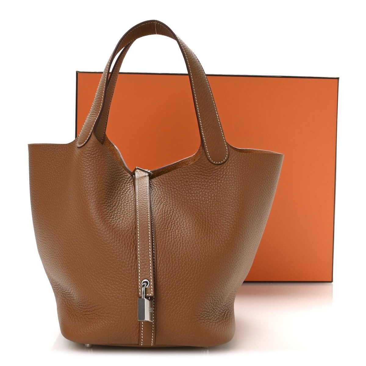 Taurillon Clemence Picotin Lock 22 MM Tote Gold - NEESTRA