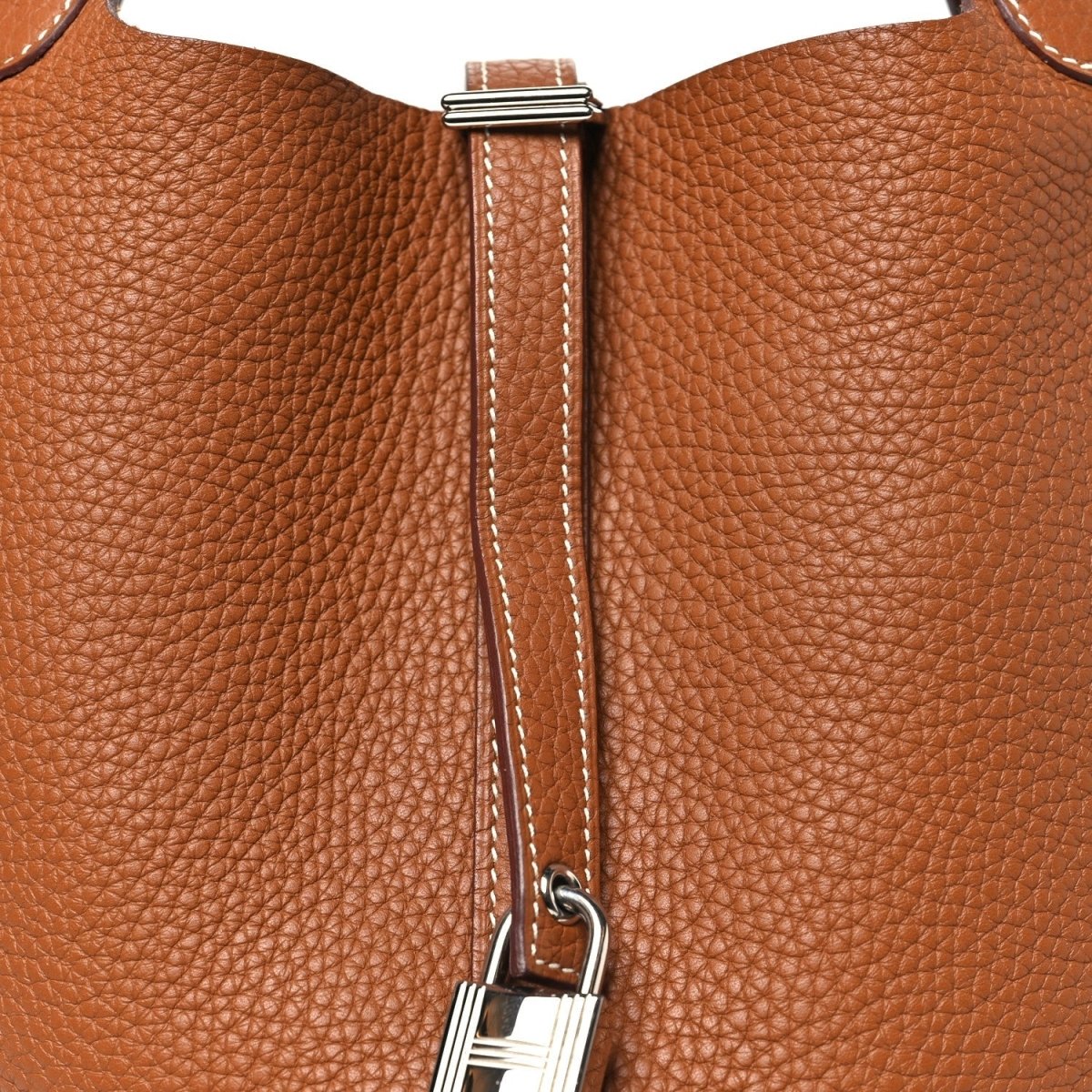 Taurillon Clemence Picotin Lock 22 MM Tote Golden Brown - NEESTRA