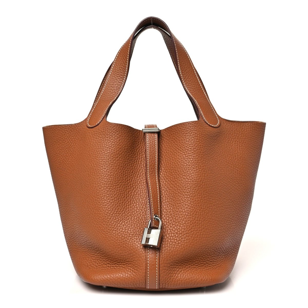 Taurillon Clemence Picotin Lock 22 MM Tote Golden Brown - NEESTRA