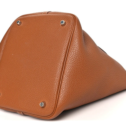 Taurillon Clemence Picotin Lock 22 MM Tote Golden Brown - NEESTRA