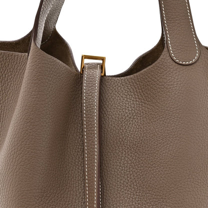 Taurillon Clemence Picotin Lock 22 MM Tote Taupe - NEESTRA