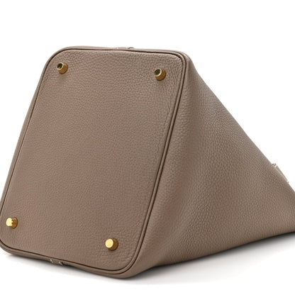 Taurillon Clemence Picotin Lock 22 MM Tote Taupe - NEESTRA