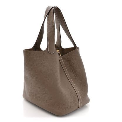 Taurillon Clemence Picotin Lock 22 MM Tote Taupe - NEESTRA