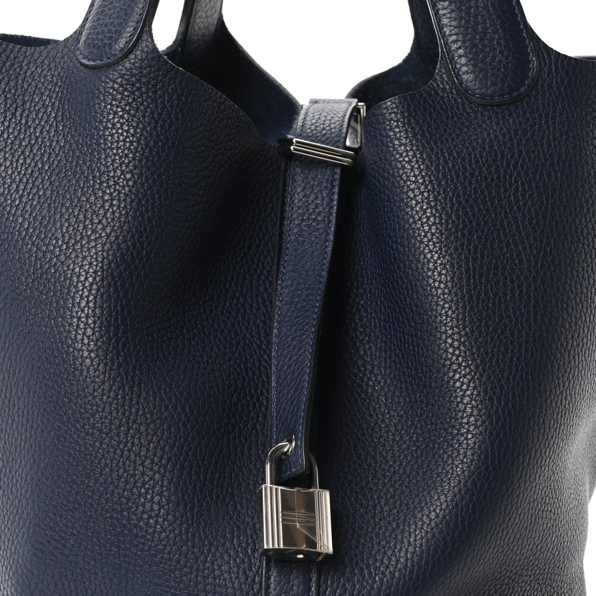 Taurillon Clemence Picotin Lock 26 GM Tote Bleu Nuit - NEESTRA
