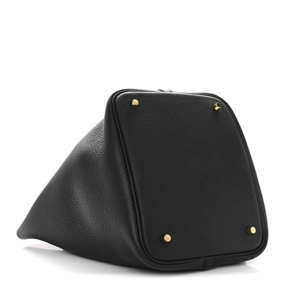 Taurillon Clemence Picotin Lock Tote Bag Calfskin Leather 22mm Black - NEESTRA