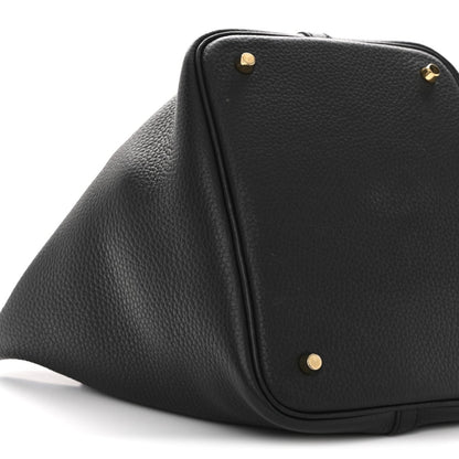 Taurillon Clemence Picotin Lock Tote Bag Calfskin Leather 22mm Black - NEESTRA