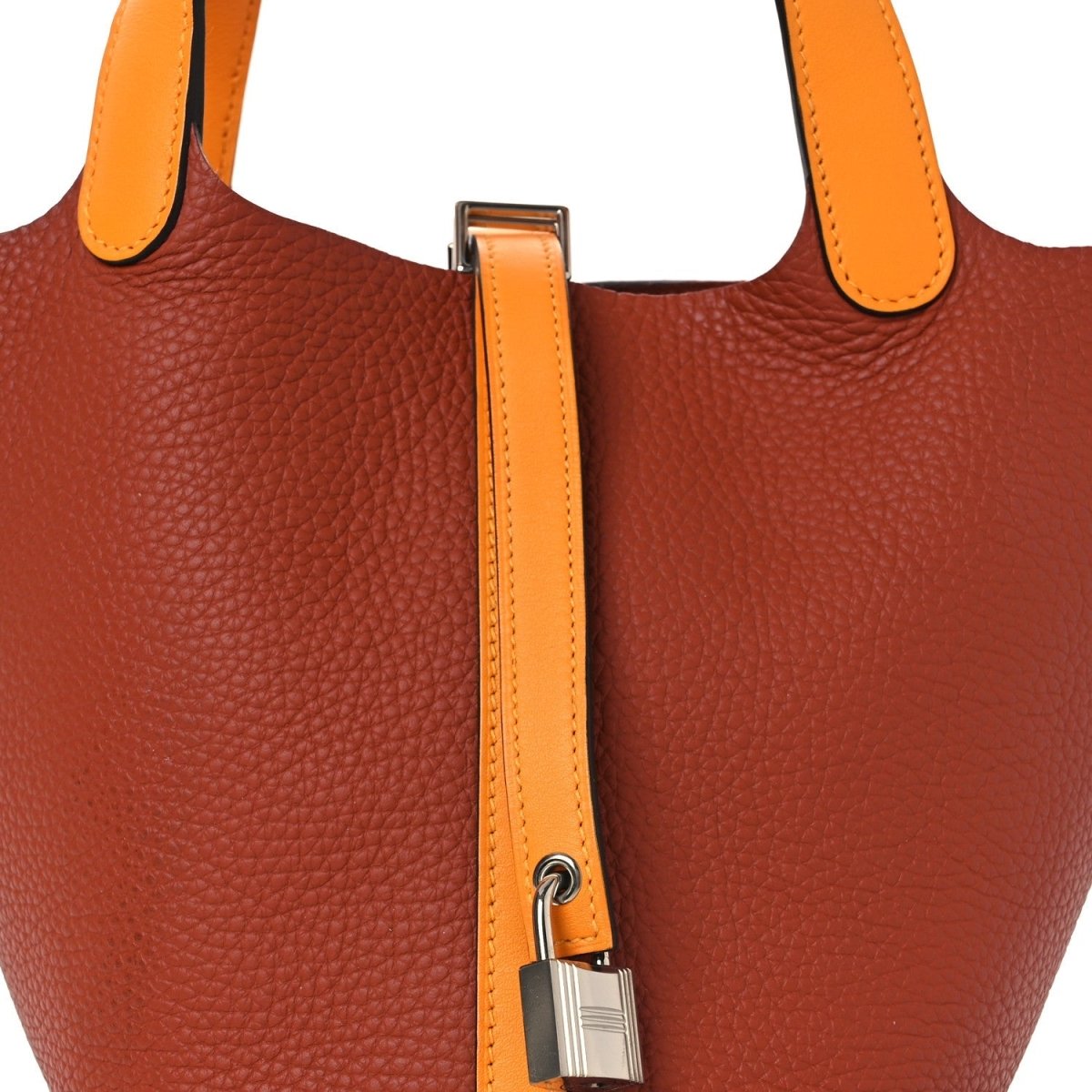 Taurillon Clemence Swift Picotin 18 PM Leather Tote Cuivre - NEESTRA