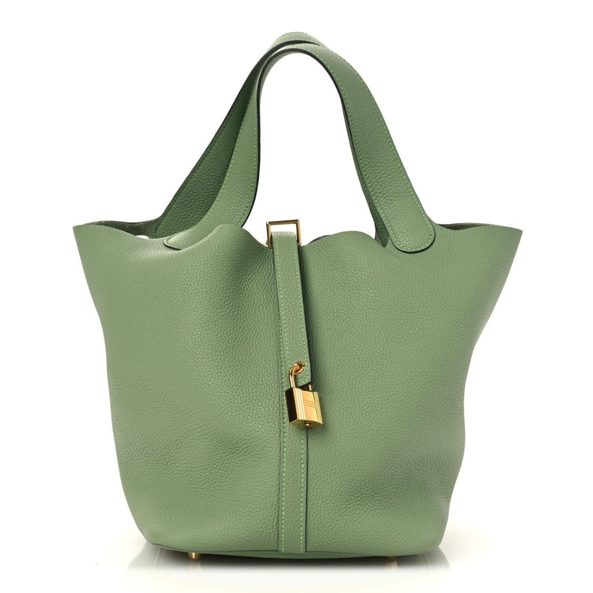 Taurillon Maurice Picotin Lock 22mm Vert Criquet Bucket Bag - NEESTRA