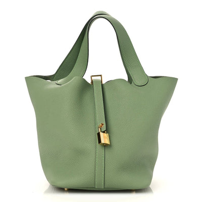 Taurillon Maurice Picotin Lock 22mm Vert Criquet Bucket Bag - NEESTRA