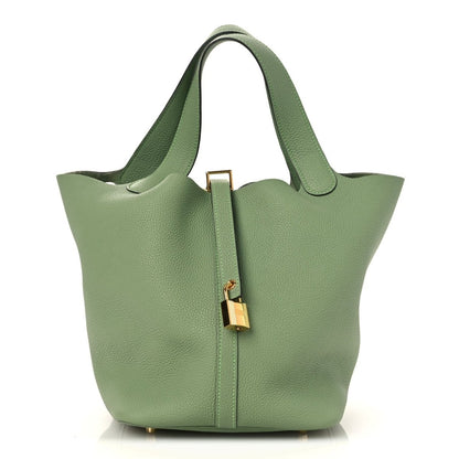Taurillon Maurice Picotin Lock 22mm Vert Criquet Bucket Bag - NEESTRA