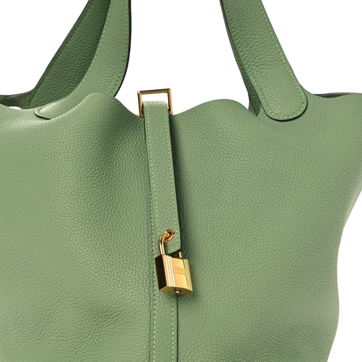 Taurillon Maurice Picotin Lock 22mm Vert Criquet Bucket Bag - NEESTRA