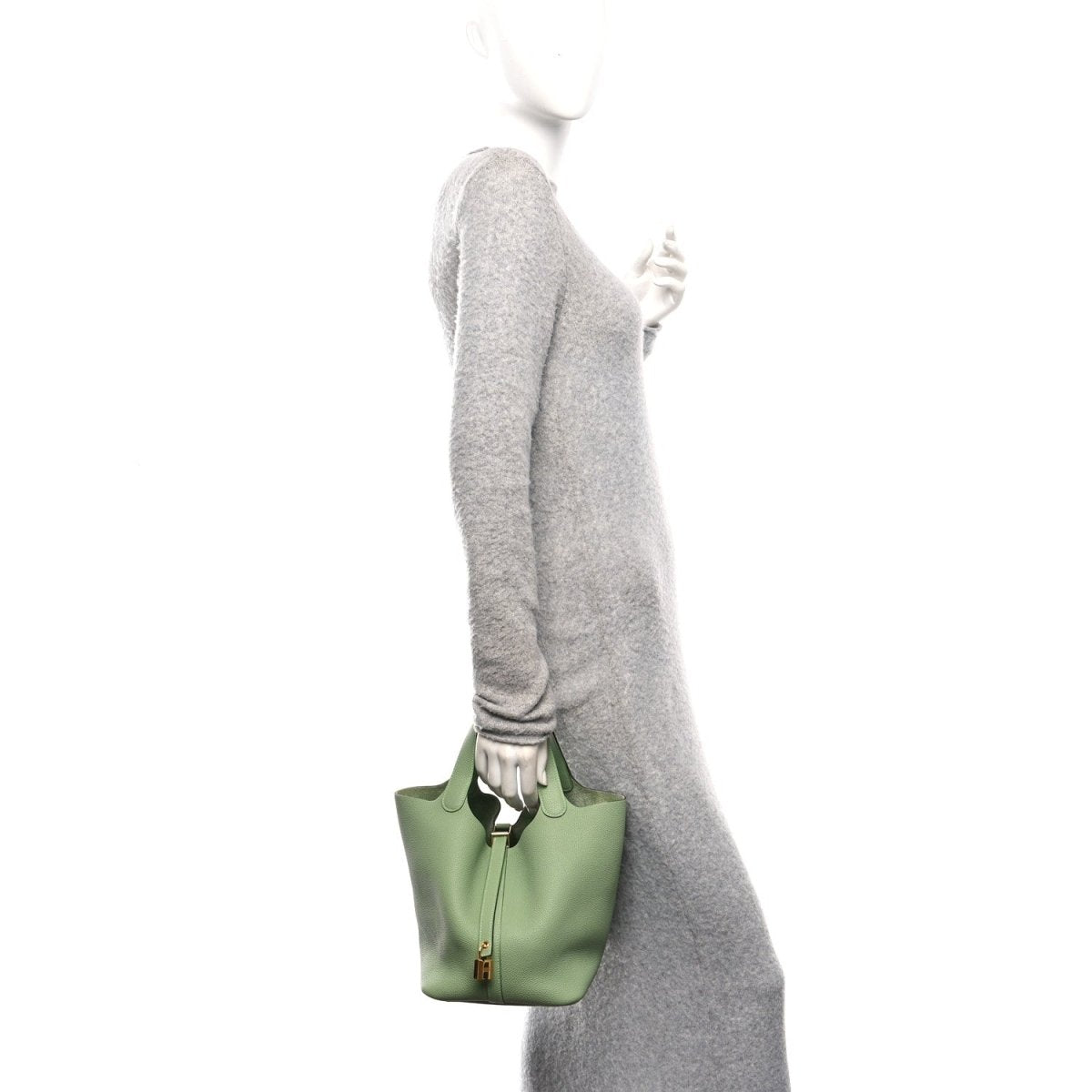 Taurillon Maurice Picotin Lock 22mm Vert Criquet Bucket Bag - NEESTRA